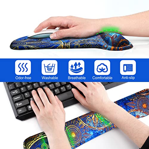 ToLuLu Keyboard Mouse Pad Wrist Rest Set, Gel Ergonomic Mouse Pads for Computer Laptop Office Home, Comfortable Mousepad Keyboard Wrist Support Memory Foam for Easy Typing Pain Relief, Nice Sunflower