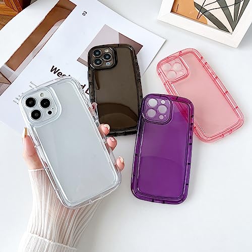 Qokey for iPhone 13 Case 6.1"(Not fit 13 Pro)[10ft Drop Protection] Cute Clear Bright Colors Soap Design with Ultra Thick Edge Protection Soft Puff Phone Case(for iPhone 13, Black)