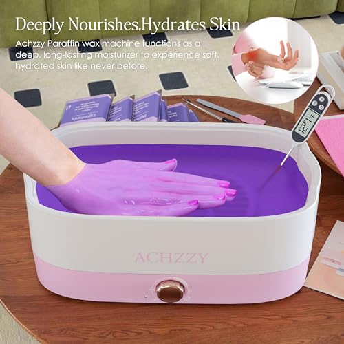 Achzzy Paraffin Wax Machine for Hands and Feet, 4000ml Paraffin Bath, Paraffin Wax Warmer with Refills, Nourishing and Moisturizing, Professional-Grade Spa Treatment for Soft and Smooth Skin (Purple)