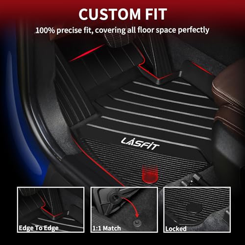 LASFIT Floor Mats & Trunk Mats Fit for BMW X5 New 2019-2024 2025, All Weather Floor Liner TPE All Weather Custom Fit Floor Liner 1st&2nd Row Full Set Car Mats and Cargo Liner, Black