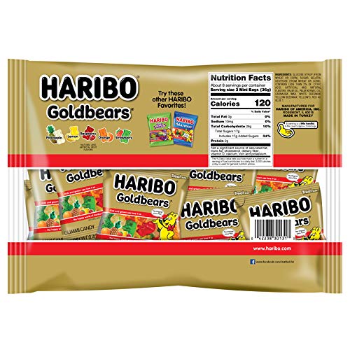 Haribo Gold-Bears Christmas Edition Gummi Candy Mini Packages, 9.5 oz Total Bag Weight, Pack of 3