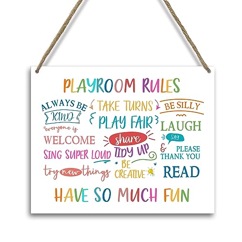 Playroom Wall Decor, Kids Playroom Rules Sign, Inspirational Wall Art School Nursery Kid Play Room Decor, Motivational Wall Art for School Classroom Play Room Nursery -15