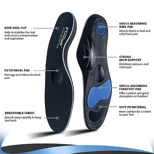 PCSsole Orthotic High Arch Support Insoles, Comfort Gel Work Boot Insert for Flat Feet, Plantar Fasciitis, Feet Pain, Heel Spur Pain,Metatarsalgia,Over Pronation for Men and Women（24cm）
