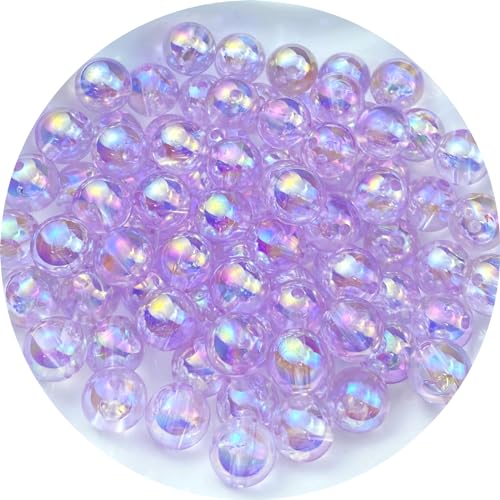 Tingoons 300 PCS 8mm Acrylic Round Beads Clear AB Colors Bubble Spacer Beads Loose Craft Beads for DIY Jewelry Making Bracelet Necklace Earring Ornament Wind Chimes Key Chains(Sapphire AB)