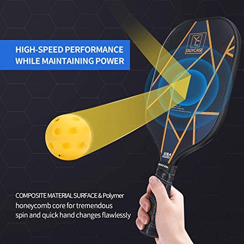 YC DGYCASI Graphite Pickleball Paddles Set of 2, 2024 USAPA Approved, Carbon Fiber Surface (CHS), Polypropylene Honeycomb Core, Anti-Slip Sweat-Absorbing Grip, 4 Pickleball, Portable Carry Bag