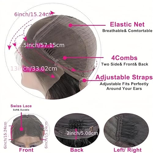 220 Density Lace Front Wigs Human Hair 13x6 Body Wave Lace Front Wigs Human Hair Pre Plucked HD Frontal Wigs for Black Women Glueless Wigs Human Hair Natural Hairline 20 Inch