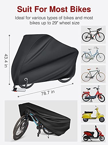 Puroma Bike Cover Outdoor Waterproof Bicycle Covers Rain Sun UV Dust Wind Proof with Lock Hole for Mountain Road Electric Bike, XL (Basic Black)