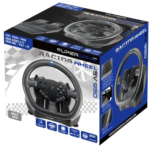 SUBSONIC Superdrive - SV950 steering wheel with pedals and paddles for Xbox Serie X/S, PS4, Xbox One, PC (programmable for all games)