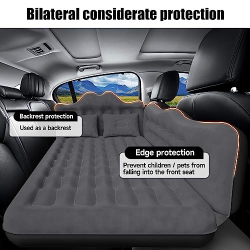 DikaSun Car Air Mattress, Inflatable SUV Truck Air Mattress Back Seat Camping Bed Thickened Car Sleeping Pad for Travel, Car Bed SUV Mattress with Car Air Pump 2 Pillows