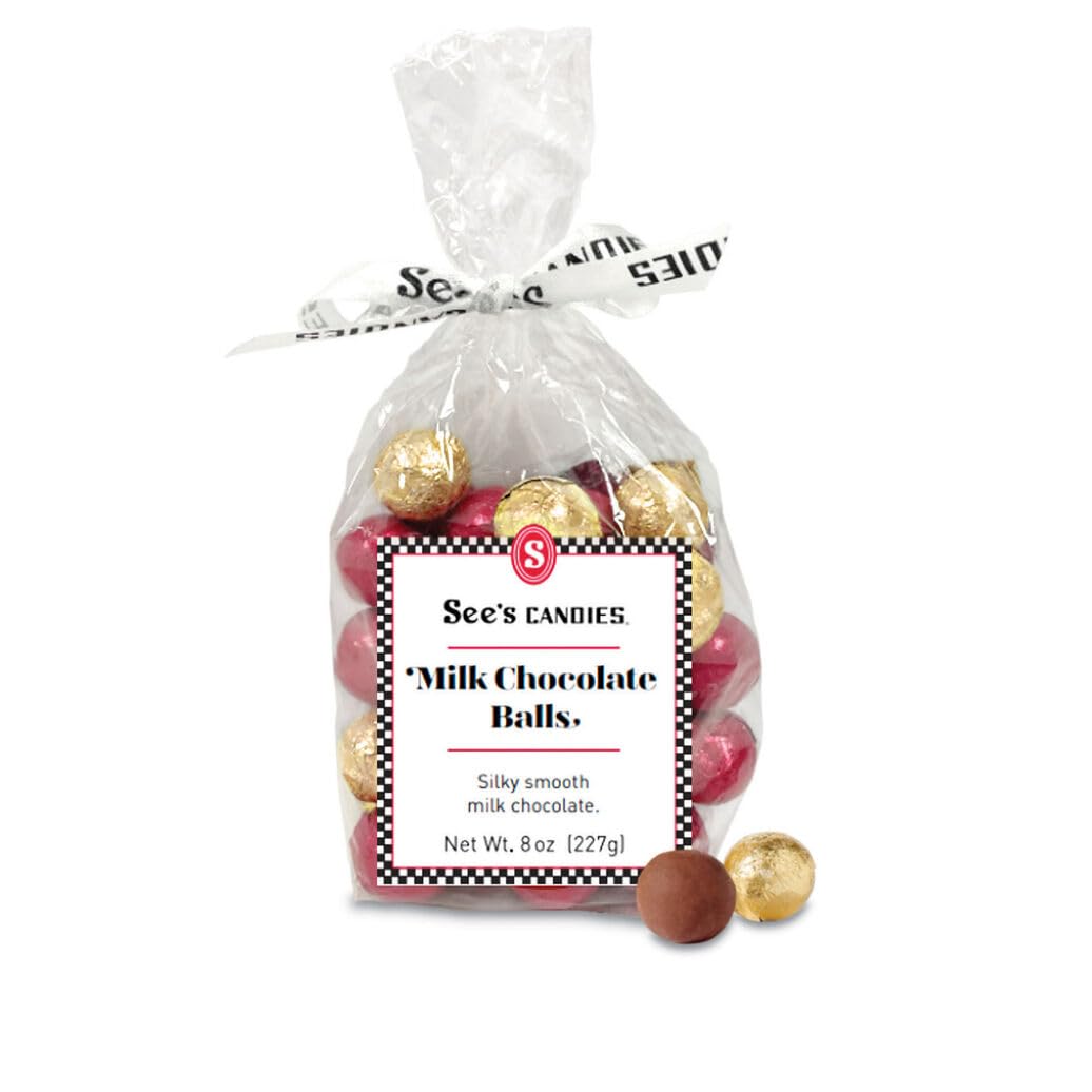 See's Candies 8 oz Christmas Milk Chocolate Balls