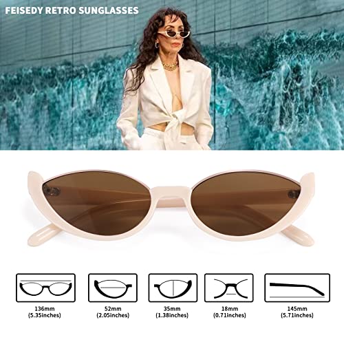 FEISEDY Fashion Small Cat Eye Sunglasses for Women Retro Trendy Cool Sun Glasses B2864