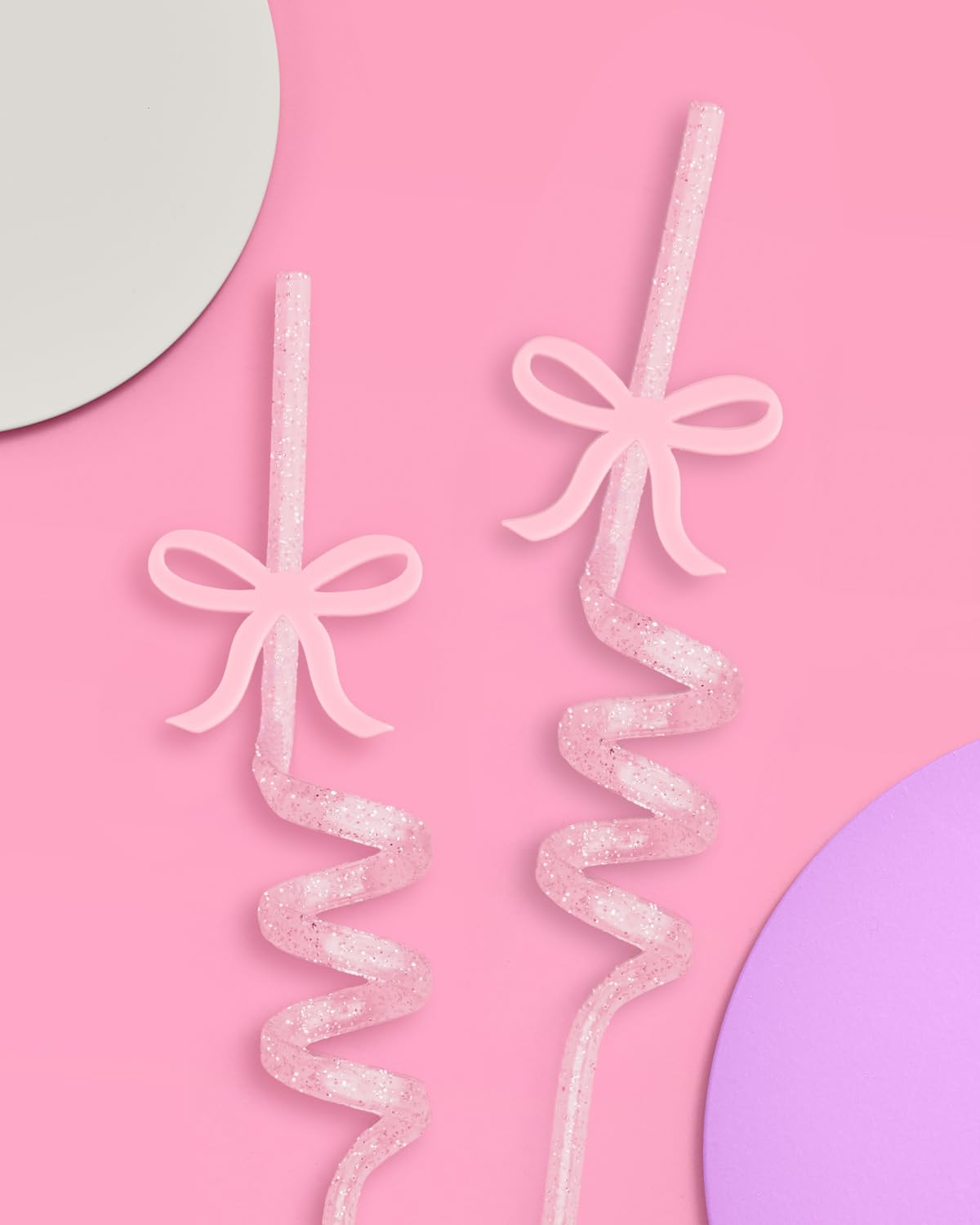 xo, Fetti Bow Reusable Glitter Straw Set - 12 pc | Pretty Bachelorette Decorations, Bow Theme Birthday Party, Bridal Engagement Drinkware, Coquette Cute Supplies, Baby Shower Tableware, Tea Decor