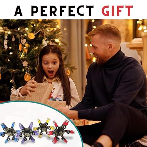 FIDGETVIBE 4-Pack Set - Transformable Fidget Spinners for Kids & Adults - Colorful Gyro Spinning Fidget Toys for Boys & Girls - Gift Ideas for Birthday, Children's Party Favor Easter Basket Stuffers