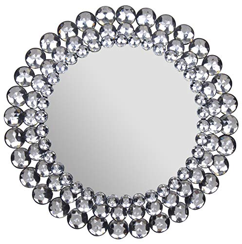 Everly Hart Collection Round Jeweled Mirror, 17" x 17"