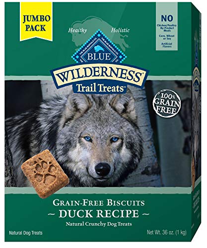 Blue Buffalo Wilderness Trail Treats High Protein Grain Free Crunchy Dog Treats Biscuits, Duck Recipe, 36-oz box