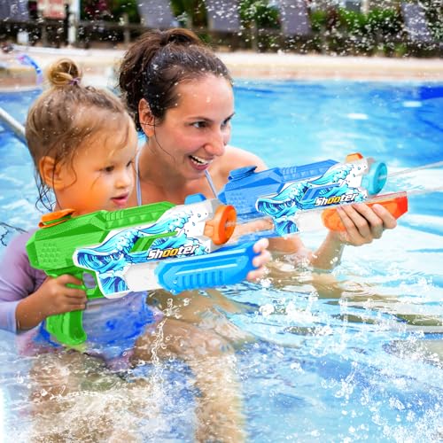 2 Pack Water Gun for Kids Adults: 600cc Squirt Blasters Super Water Gun Soaker with Long Range High Capacity for Boys Girls Summer Swimming Pool Beach Outdoor Water Fighting Play Toys Party Favors