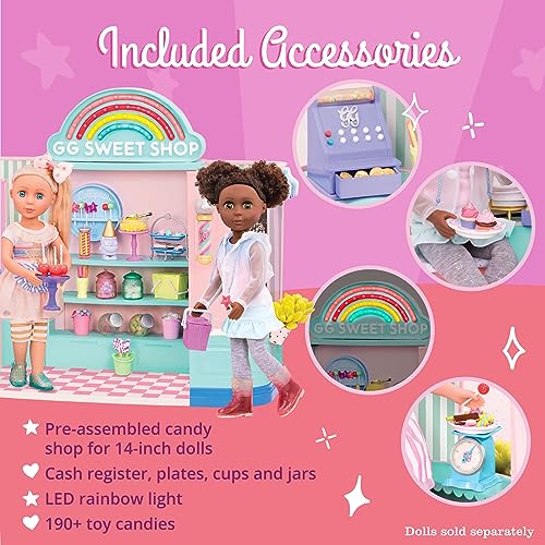 Glitter Girls Sweet Shop Toy Food - Candy Shop Playset With 237 Pieces For 14 Inch Dolls - Pretend Play Toys For 3+ Year Old Girls