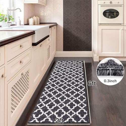 U'Artlines Runner Rug for Hallway 2×6feet Non Slip Kitchen Floor Carpet Runners Beige Geometric Pattern Machine Washable Area Rug for Entryway Bathroom