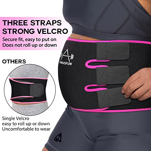 VIMUSFUN Waist Trimmer Belt Men Sweat Band Waist Trainer For Women Lower Belly Fat Tummy Stomach Wraps Waste Trainers Low Back Support Small/Medium/Large/Plus Size Black