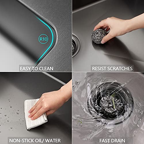 CELAENO 33 inch Farmhouse Kitchen Sink, Heavy Duty Single Bowl Apron Front Stainless Steel Workstation 18 Gauge, 9” Deep Handmade R10 Radius Farm Sink with Various Accessories