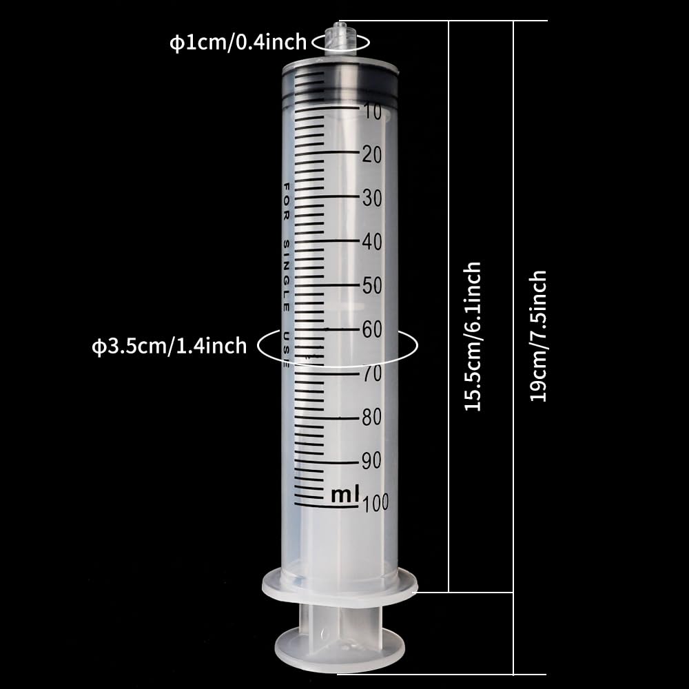 DEPEPE 2pcs 100ml Large Plastic Syringe with 2pcs 47in Handy Plastic Tubing and Luer Connections for Scientific Labs, Measuring, Watering, Refilling, Filtration, Feeding