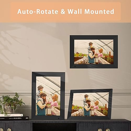 PULLOON Digital Picture Frame,10.1 Inch WiFi Cloud Photo Frame, 1280 * 800 IPS HD Touch Screen, Auto-Rotate, Wall-mountable, 32GB Storage, Share photos and videos remotely Anytime via Uhale app