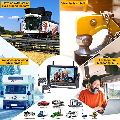 RV Backup Camera Wireless Plug and Play: Pre-Wired for Furrion System Recording Wide View Rear View Camera Clear Night Vision HD 1080P 7'' Touch Key Monitor for Trailer Camper Motorhome Yakry Y27-N