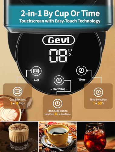 Gevi 12 Cup Programmable Drip Coffee Maker with Touch Screen, Fast and Strong Brew, Auto Shut-Off, 4-Hour Keep Warm Plate, Iced Coffee Option, Anti-Drip System, Permanent Filter