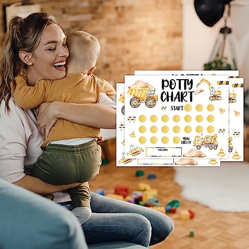 Construction Truck Potty Training Chart, Construction Potty Training Sticker Chart for Toddlers Boys Girls, Behavior Reward Chart(Includes 10 Potty Training Chart, 1 Instruction, 216 Stickers) - a01