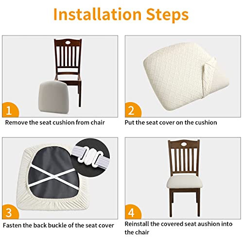 YISUN Chair Seat Covers Set of 6, Pu Leather Waterproof Dining Room Chair Covers, Stretch Chair Cover for Dining Room Chair Protector Slipcover for Kitchen, Hotel (Pu Grey, 6 Sets)