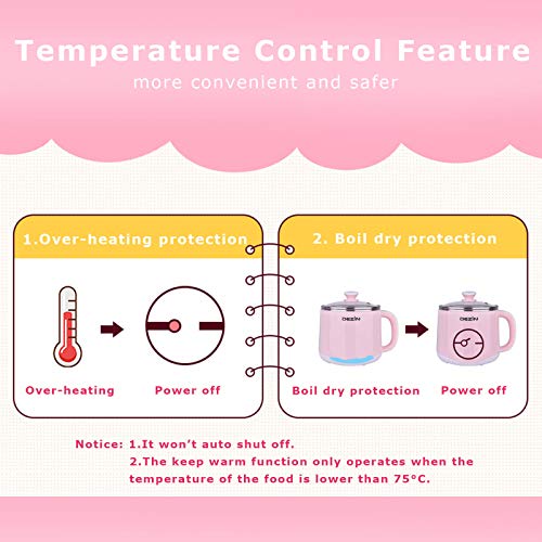 Dezin Electric Pot with Steamer, Stainless Steel Electric Cooker 1.6 Liter, Hot Pot Electric for Ramen, Egg, Dumpling, Soup, Oatmeal with Temperature Control and Keep Warm Function
