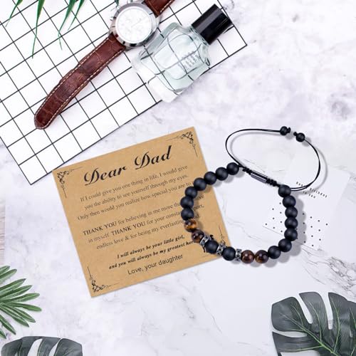 Inngeroo Fathers Day Dad Gifts from Daughter Son Bracelets for Men Mens Gifts Father's Day Birthday Gifts for Men Dad Mens Bracelet Natural Stone for Husband