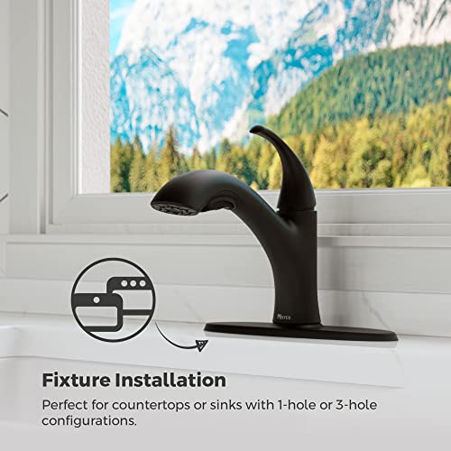 Pfister Wray Kitchen Faucet with Pull Out Sprayer, Single Handle, Mid Arc, Matte Black Finish, F5347WRYB