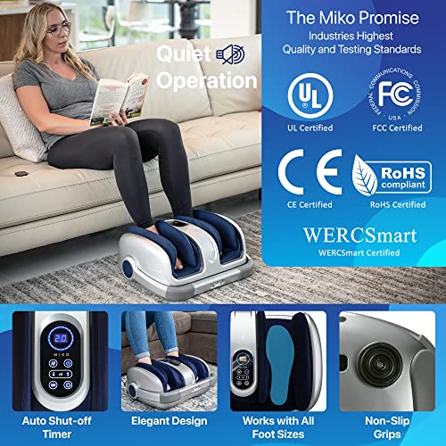 MIKO Shiatsu Foot Massager for Circulation & Pain Relief - Deep Tissue Kneading, Heat Therapy for Plantar Fasciitis, Neuropathy, Diabetics - FSA/HSA Eligible - Fits Up to Size 15