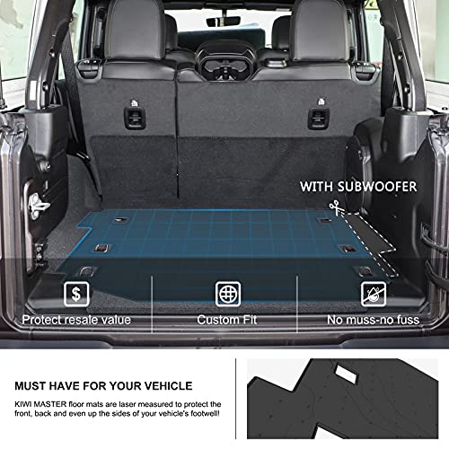 KIWI MASTER Cargo Mat for 2018-2024 Jeep Wrangler JL Accessories All Weather Trunk Liner TPE Slush Mats Black - Only Fits 4 Door Models