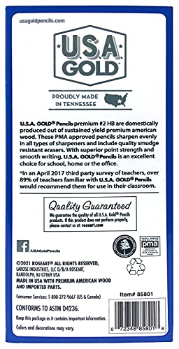 Cra-Z-Art U.S.A. Gold Pre-sharpened American Wood Cased #2 HB Yellow Pencils, 60 Pack