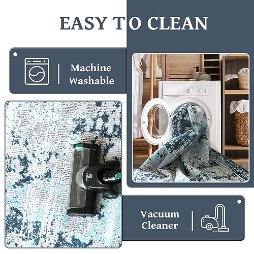 QD-Udreamy 5x7 Area Rugs - Machine Washable Area Rugs 5x7 for Living Room, Soft Washable Rugs 5x7, Non-Slip Washable Area Rug, Stain Resistant Abstract Low Pile Thin Washable Rug 5x7