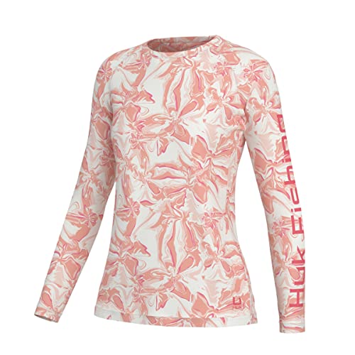 HUK Standard Pursuit Pattern Long Sleeve, Fishing Shirt for Women, Brackish Flow-Coral Reef, Small