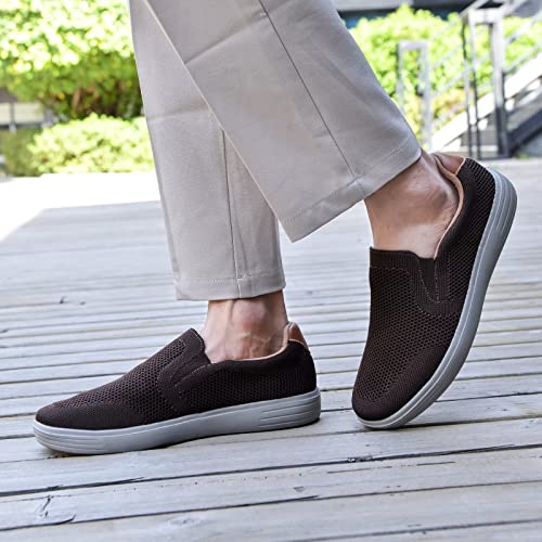 konhill Men's Slip on Fashion Sneaker - Classic Breathable Knit Loafers Skate Shoes 8 US Khaki,41