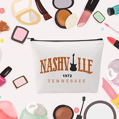 MNIGIU Country Music Cosmetic Bag Nashville Trip Makeup Zipper Pouch Girls Trip Gift Tennessee Gift