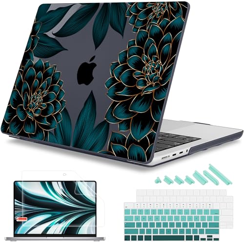 Mektron for MacBook Pro 14 inch Case 2023 Release M3 A2918 A2992 Compatible with 2022 2021 Release M2 A2779 M1 A2442 Pro/Max, Printed Plastic Hard Shell Laptop Cover,Garden Flowers