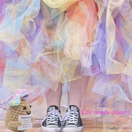 qyqkfly 1 Pcs Mini Cute Funny Positive Life Bunny Creative Knitted Animal Holding Card Crochet Easter Birthday Christmas Girls Gifts Party Decor(Potato)