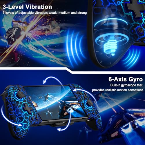 Switch Controller for Nintendo Switch/OLED, (No Drift, No Deadzone) Hall Effect Joystick Wireless Switch Controller With 9 Lights Color. One-Piece Switch Joypad for Those Who Prefer Handheld Mode