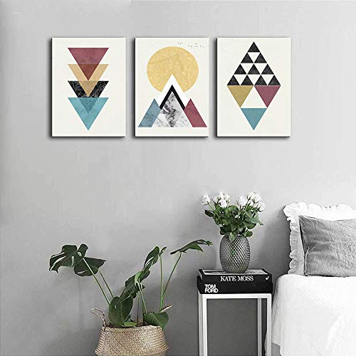 MHARTK66 Framed Canvas Wall Art Living Room-Wall Decorations Bedroom Foggy Forest Trees Landscape Painting-Modern Home Decor Ready To Hang Wall Pictures Set of 3 Piece Natural Wood Framed Art Prints