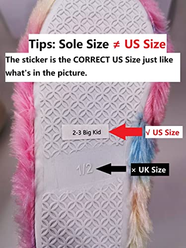 Girls Kids Unicorn Slippers Booties Home House Slippers Boots Toddler Cute Plush Fleece Warm Cartoon Indoor Outdoor Slip on Fluffy Booties Rainbow Shoes for Boys Girls Pink (12-13) 13-14 Little Kid