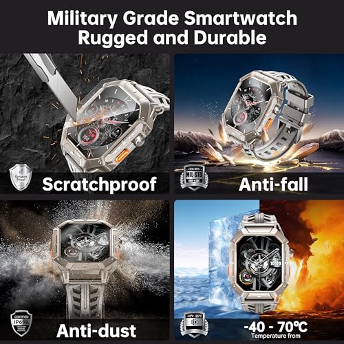 OUKITEL BT80 Smart Watch for Men,2.13" AMOLED HD Display,100 Days Long Battery Life,Rugged Military Smart Watch with Bluetooth Calls/Heart Rate Monitor/Blood Oxygen for Android iOS (Black)