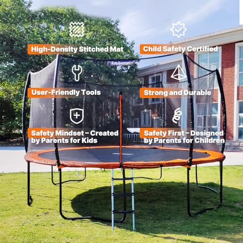 LeJump 14FT Outdoor Trampolines 14FT Springless ASTM Approved Recreational Trampoline with Enclosure Net, Big Trampoline for Adults and Kids