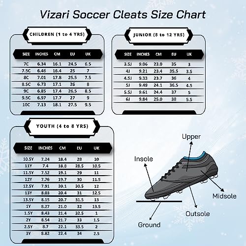 Vizari Frost Firm Ground Football Shoes for Youth | Graphic Soccer Shoes for Kids with Comfort & Padded Linings | Durable Cleats for Boys & Girls Perfect for Outdoor Play