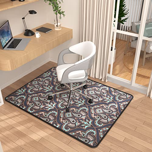 Heavy Duty Office Chair Mat for Carpet and Hardwood Floor Bohemian Desk Chair Mat Rug 36'' x 48'' Jacquard Woven Surface Floor mats for Office