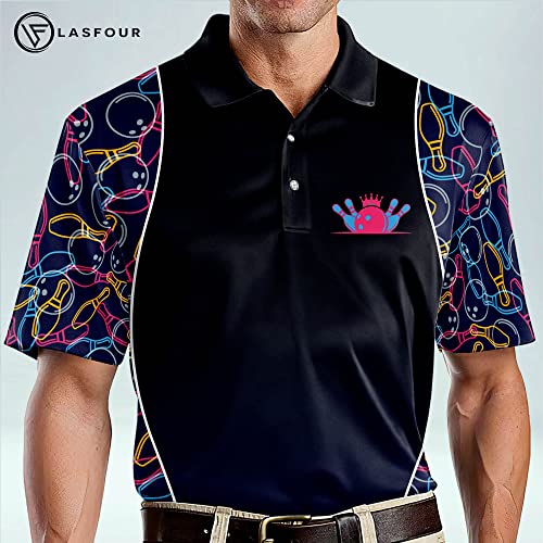 LASFOUR Custom Bowling Shirts with Name, Personalized Bowling Jerseys for Men Short Sleeve, Bowling Team Shirts for Men and Women (Pattern01)